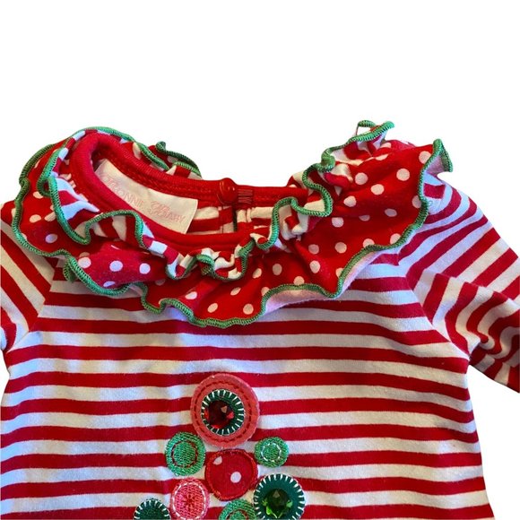 Bonnie Baby 3-6 month Christmas Tree Dress Red Stripe Holiday Ruffles - Picture 5 of 5